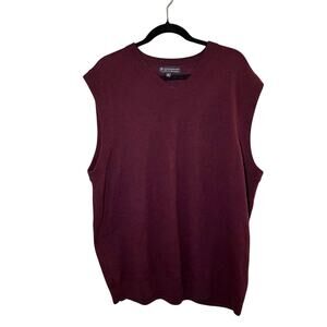 Hart Schaffner Marx Merino Wool Sweater Vest Burgundy XL Classic Preppy